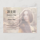 ホワイトスクリプトGRADUATE写真Save the Date ポストカード (裏面)