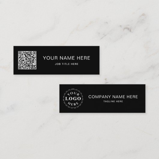 ホワイトスクリプトQRオンブラックミニ通話カードデザイン コーリングカード (正面/裏面)