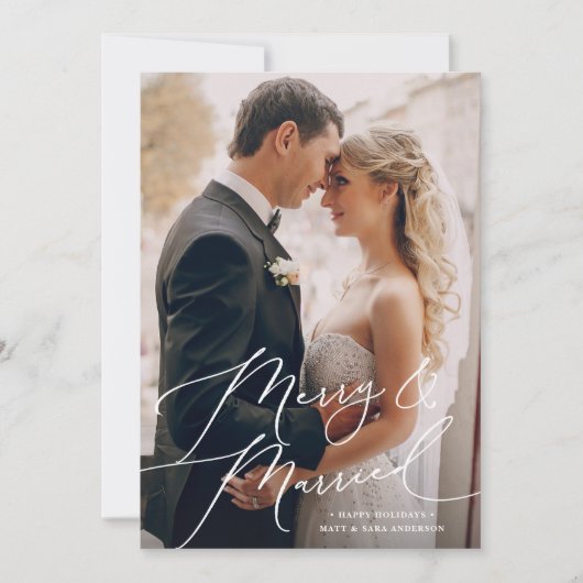 ホワイトスクリプメリートと写真結婚したのクリスマス シーズンカード (正面)