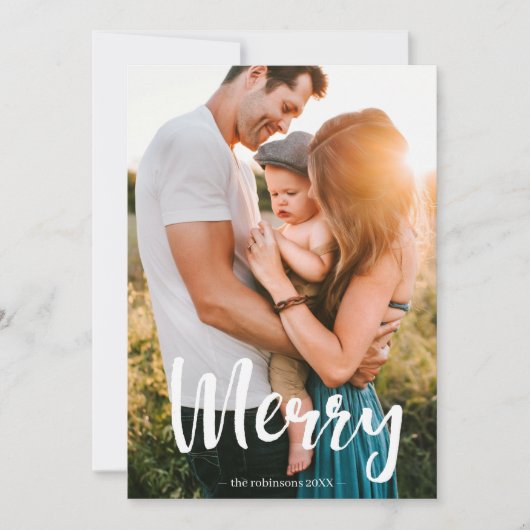 ホワイトスクリプメリートオーバーレイ写真コラージファミリー シーズンカード (正面)