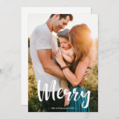 ホワイトスクリプメリートオーバーレイ写真コラージファミリー シーズンカード (正面/裏面)