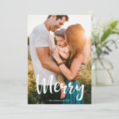 ホワイトスクリプメリートオーバーレイ写真コラージファミリー シーズンカード (スタンド正面)