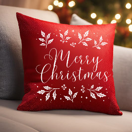ホワイトスクリプモダントメリークリスマス装飾用クッション クッション