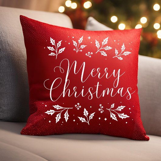 ホワイトスクリプモダントメリークリスマス装飾用クッション クッション