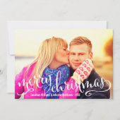 ホワイトスクリプモダントMerry Christmasフォトオーバーレイ シーズンカード (正面)