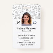 ホワイトスクールアイコンホームスクール教育者IDバッジ バッジ (正面)