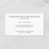 ホワイトスクールバックパックバッグ 名刺 (裏面)