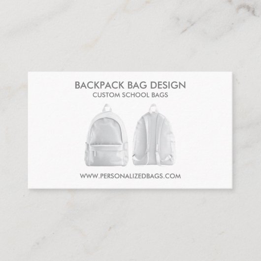 ホワイトスクールバックパックバッグ 名刺 (正面)