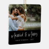 ホワイトスク結婚したリプトメリーと黒のフォトオーナメント セラミックオーナメント (右)