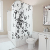 ホワイトスケルトンのハロウィンシャワーカーテン シャワーカーテン (インサイチュ)