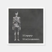 ホワイトスケルトンブラックスピリットハローウィンパーティ スタンダードカクテルナプキン (正面)