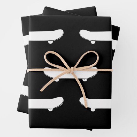 ホワイトスケートボードモノクロブラックスケーターアーバン ラッピングペーパーシート (インサイチュ)