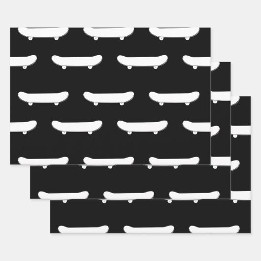 ホワイトスケートボードモノクロブラックスケーターアーバン ラッピングペーパーシート (セット)