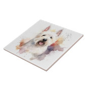 ホワイトスコティッシュテリア,犬のペット,水色 タイル (側面)