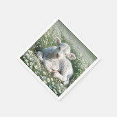 ホワイトスコティッシュハイランドカーフインデイジー草原 スタンダードカクテルナプキン (角)