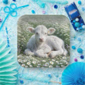 ホワイトスコティッシュハイランドカーフインデイジー草原 ペーパープレート (パーティー)