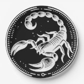 ホワイトスコーピオンアストロロジー〔占星術の〕十二宮図サイン蠍座パーティー ペーパープレート (正面)