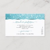 ホワイトスタイリッシュティール(緑がかった色)グリッタールミナンススターズデラックス 名刺 (裏面)