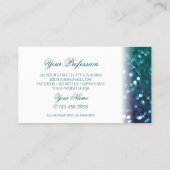 ホワイトスタイリッシュティール（緑がかった色）パープルスパークルグリッターモダン 名刺 (裏面)