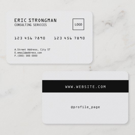 ホワイトスタイルのクレジットカードの外観 名刺 (正面/裏面)