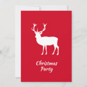 ホワイトスタッグクリスマスディアーまたはトナカイパーティー 招待状 (正面)