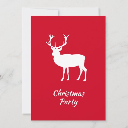 ホワイトスタッグクリスマスディアーまたはトナカイパーティー 招待状 (正面)