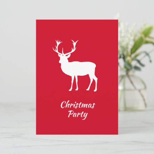 ホワイトスタッグクリスマスディアーまたはトナカイパーティー 招待状 (スタンド正面)