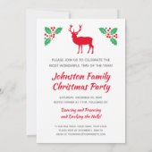 ホワイトスタッグクリスマスディアーまたはトナカイパーティー 招待状 (裏面)