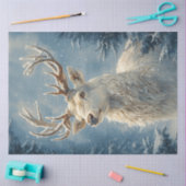 ホワイトスタッグポートレート神秘的な冬のアートデクページ 薄葉紙 (クラフト)