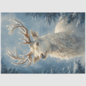 ホワイトスタッグポートレート神秘的な冬のアートデクページ 薄葉紙 (正面)