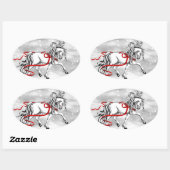 ホワイトスタリオンクリスマスデザイン 楕円形シール (シート)