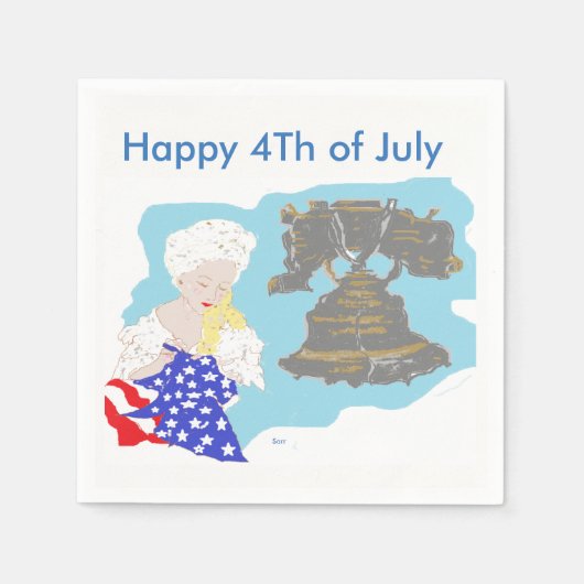 ホワイトスタンダードカクテル紙ナプキンス7月4日 スタンダードカクテルナプキン (正面)