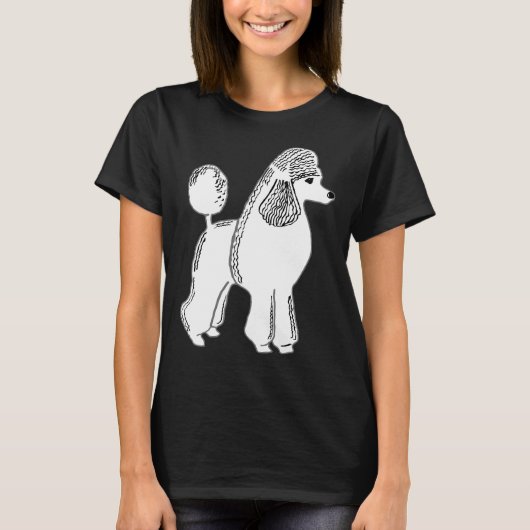 ホワイトスタンダードプードルアート Tシャツ (正面)
