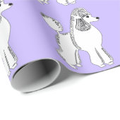 ホワイトスタンダードプードル薄紫ラッピング紙 ラッピングペーパー (ロールコーナー)