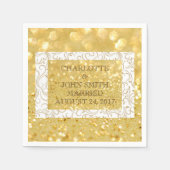 ホワイトスタンダード紙ナプキンスパーソナライズされた金ゴールド スタンダードカクテルナプキン (正面)