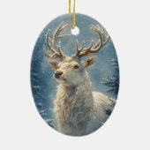 ホワイトスタンポートレートミスティカルウィンターアート セラミックオーナメント (裏面)