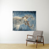 ホワイトスタンポートレートミスティカルウィンターアート タペストリー (インサイチュ(横))