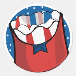 ホワイトスターとレッドフード付きブルーベースバッグ ラウンドシール