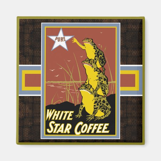 ホワイトスターカエルのコーヒーマグネット マグネット (正面)