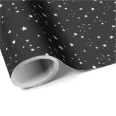 ホワイトスターズオンブラックラッピング紙 ラッピングペーパー (ロールコーナー)