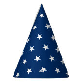ホワイトスターズネイビーブルーパターンお祝い パーティーハット (左)