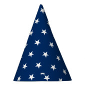 ホワイトスターズネイビーブルーパターンお祝い パーティーハット (右)