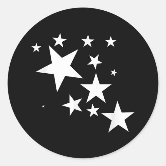ホワイトスターズ星模様 – デザイン衣装ギフト ラウンドシール (正面)