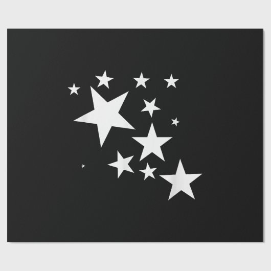 ホワイトスターズ星模様 – デザイン衣装ギフト ラッピングペーパー (フラット)