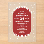 ホワイトスターズ赤と曇りクリスマスパーティー アクリル招待状 (正面)