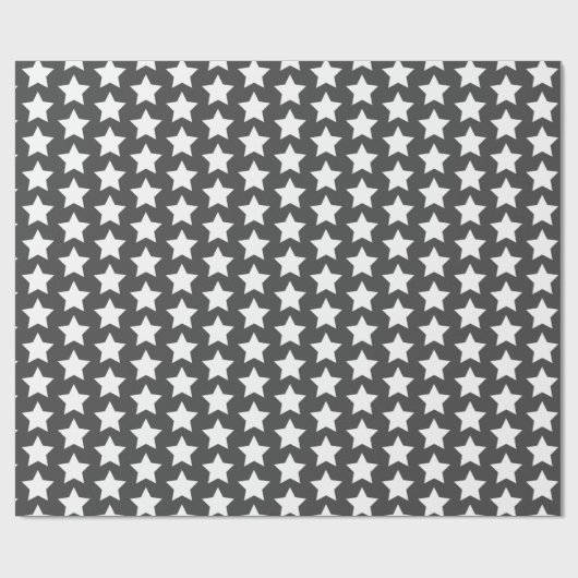 ホワイトスターズ – 木炭グレー ラッピングペーパー (フラット)