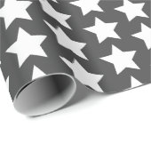 ホワイトスターズ – 木炭グレー ラッピングペーパー (ロールコーナー)