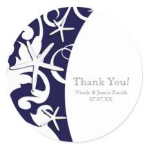 ホワイトスターフィッシュネイビーブルーエレガントビーチ結婚式