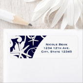 ホワイトスターフィッシュネイビーブルーエレガントビーチ結婚式 ラベル (インサイチュ)