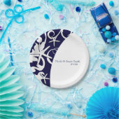 ホワイトスターフィッシュネイビーブルービーチエレガントウェディング ペーパープレート (パーティー)